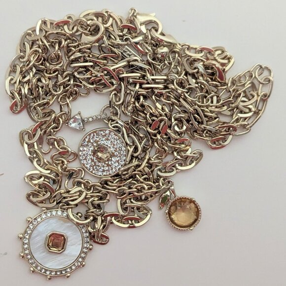 White House Black Market Runway/ Statement Triple Chain Gold Tone Necklace Set! - Picture 3 of 7